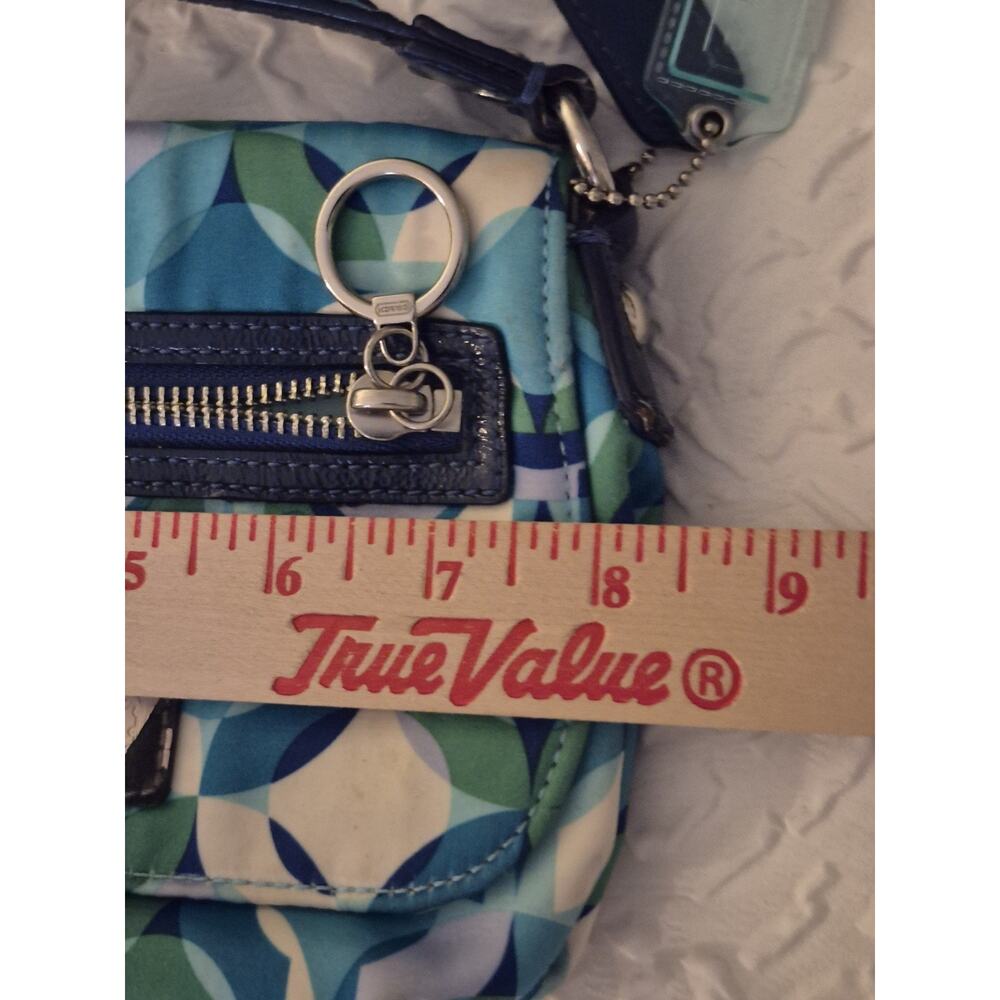 💥 Vintage COACH Poppy Kaleidoscope Small Shoulder Bag Teal Blue Geometric Y2K - Picture 15 of 15